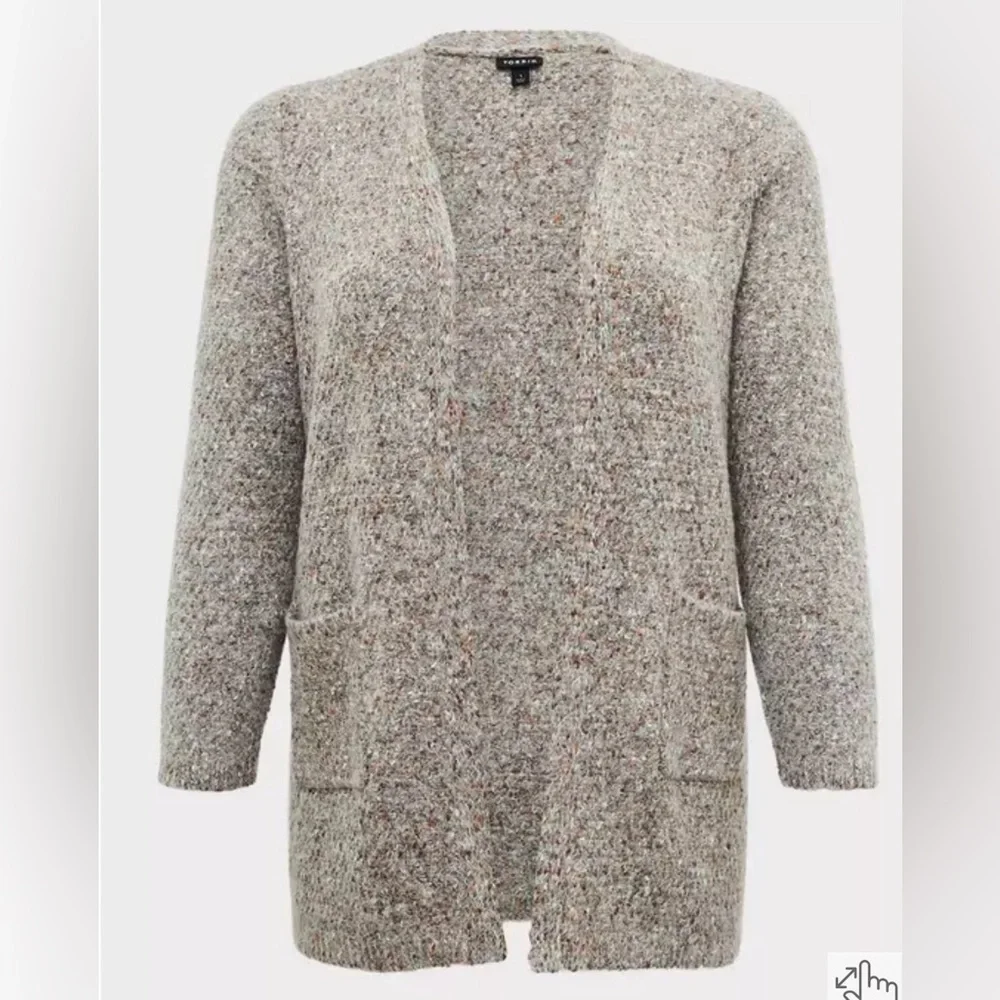 🩶TORRID Gray Marled Fuzzy Wool Knit Cardigan - Picture 5 of 16
